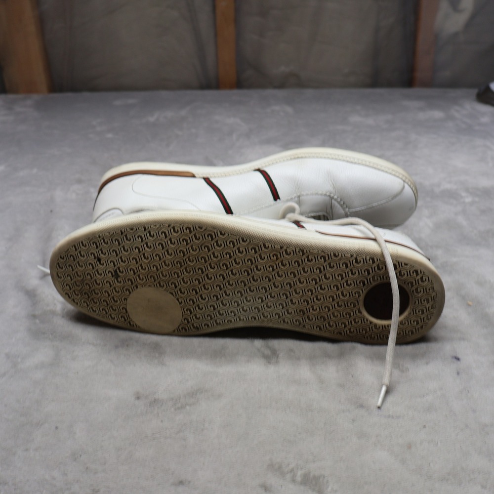 Gucci Mens 12 Sneakers White Leather Low Top Lace-Up Casual Classic Driving VTG - Picture 5 of 16
